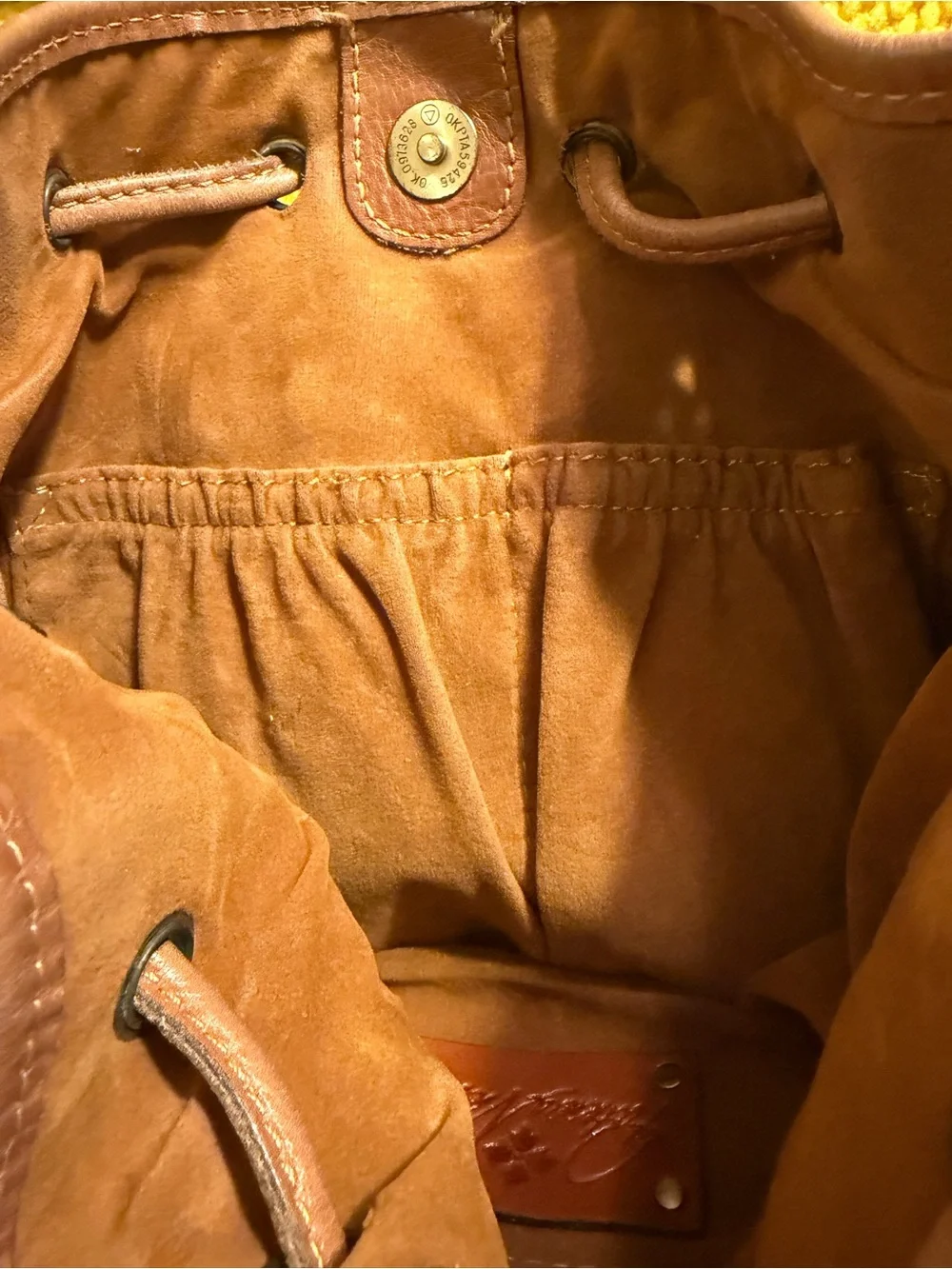 Patricia Nash Vintage-Inspired Brown Leather Drawstring Shoulder Bag